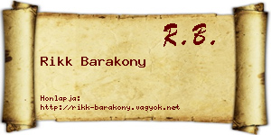 Rikk Barakony névjegykártya
